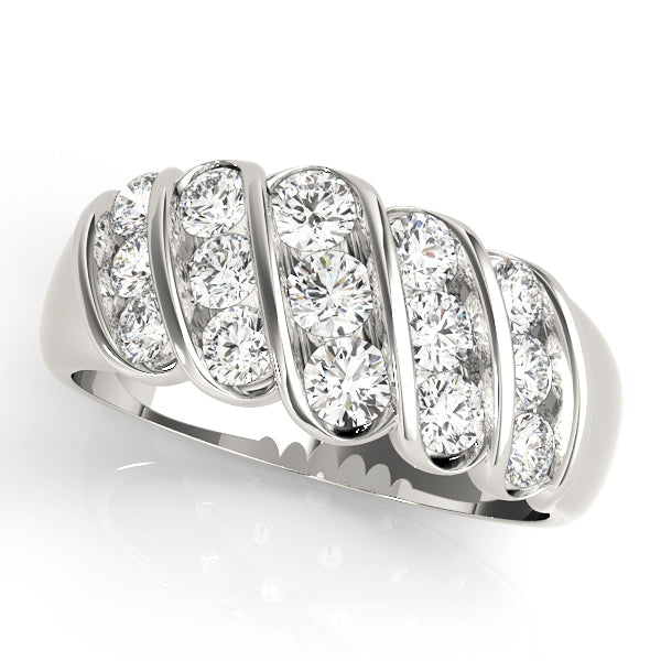 S Bands Half Eternity Ring in Gold & Platinum