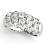 S Bands Half Eternity Ring in Gold & Platinum