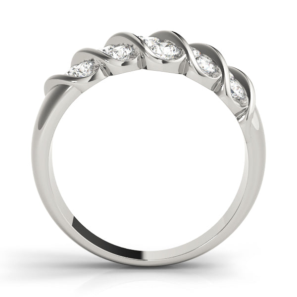 S Bands Half Eternity Ring in Gold & Platinum