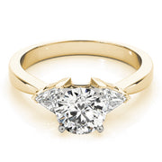Round Diamond Ring with Trillion Side Stones in 10K/14K gold and platinum with certified lab-grown or natural diamonds