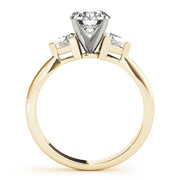 Round Diamond Ring with Trillion Side Stones in 10K/14K gold and platinum with certified lab-grown or natural diamonds