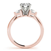 Round Diamond Ring with Trillion Side Stones in 10K/14K gold and platinum with certified lab-grown or natural diamonds