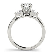 Round Diamond Ring with Trillion Side Stones in 10K/14K gold and platinum with certified lab-grown or natural diamonds