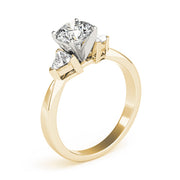 Round Diamond Ring with Trillion Side Stones in 10K/14K gold and platinum with certified lab-grown or natural diamonds