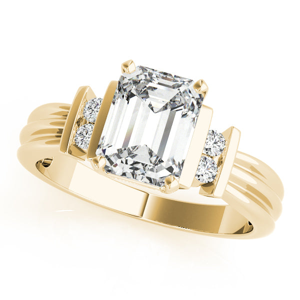 Crowned Color Rings Emerald Diamond Engagement Ring in 10K/14K gold and platinum with certified lab-grown or natural diamonds