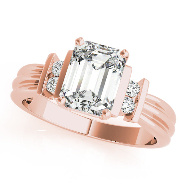 Crowned Color Rings Emerald Diamond Engagement Ring in 10K/14K gold and platinum with certified lab-grown or natural diamonds
