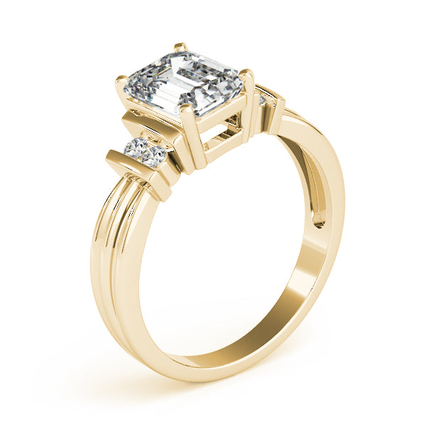 Crowned Color Rings Emerald Diamond Engagement Ring in 10K/14K gold and platinum with certified lab-grown or natural diamonds