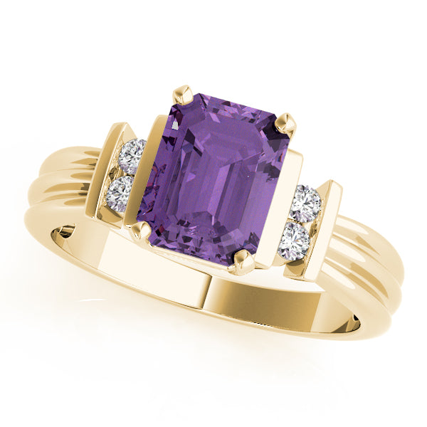 Crowned Color Rings Emerald Diamond Engagement Ring in 10K/14K gold and platinum with certified lab-grown or natural diamonds
