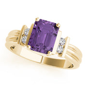 Crowned Color Rings Emerald Diamond Engagement Ring in 10K/14K gold and platinum with certified lab-grown or natural diamonds