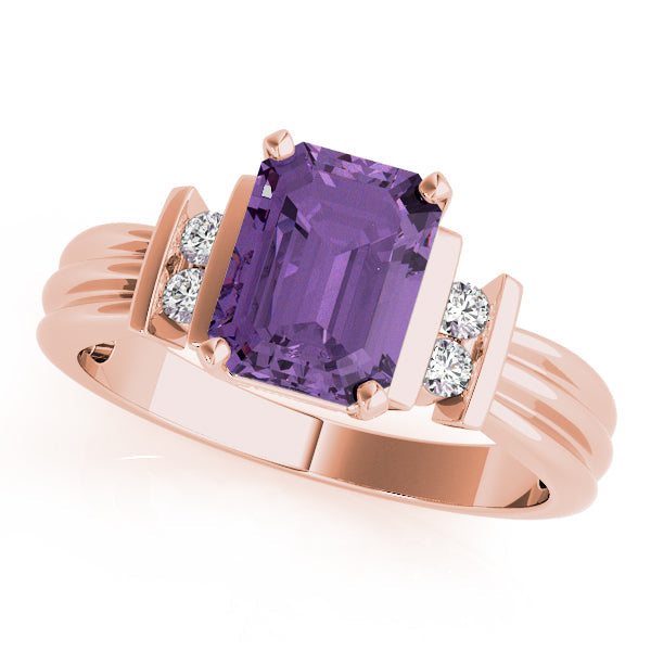 Crowned Color Rings Emerald Diamond Engagement Ring in 10K/14K gold and platinum with certified lab-grown or natural diamonds