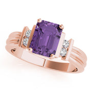 Crowned Color Rings Emerald Diamond Engagement Ring in 10K/14K gold and platinum with certified lab-grown or natural diamonds