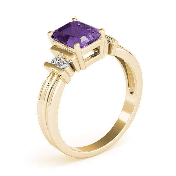 Crowned Color Rings Emerald Diamond Engagement Ring in 10K/14K gold and platinum with certified lab-grown or natural diamonds
