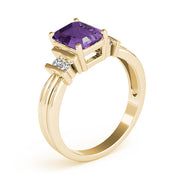Crowned Color Rings Emerald Diamond Engagement Ring in 10K/14K gold and platinum with certified lab-grown or natural diamonds