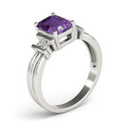 Crowned Color Rings Emerald Diamond Engagement Ring in 10K/14K gold and platinum with certified lab-grown or natural diamonds