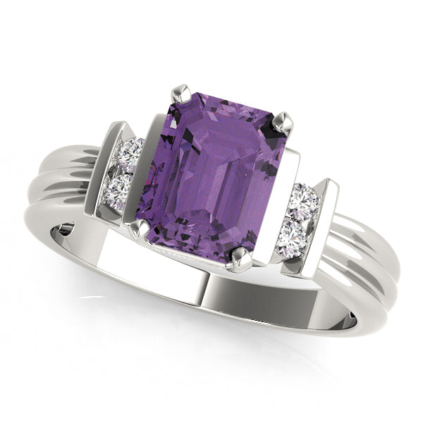 Crowned Color Rings Emerald Diamond Engagement Ring in 10K/14K gold and platinum with certified lab-grown or natural diamonds
