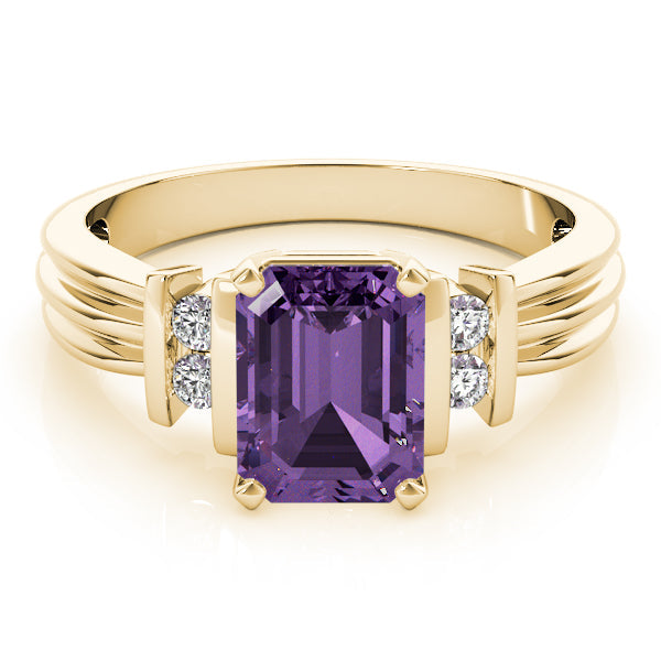 Crowned Color Rings Emerald Diamond Engagement Ring in 10K/14K gold and platinum with certified lab-grown or natural diamonds