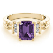 Crowned Color Rings Emerald Diamond Engagement Ring in 10K/14K gold and platinum with certified lab-grown or natural diamonds
