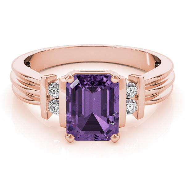 Crowned Color Rings Emerald Diamond Engagement Ring in 10K/14K gold and platinum with certified lab-grown or natural diamonds