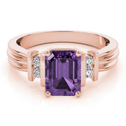 Crowned Color Rings Emerald Diamond Engagement Ring in 10K/14K gold and platinum with certified lab-grown or natural diamonds