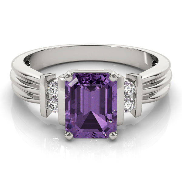 Crowned Color Rings Emerald Diamond Engagement Ring in 10K/14K gold and platinum with certified lab-grown or natural diamonds