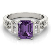 Crowned Color Rings Emerald Diamond Engagement Ring in 10K/14K gold and platinum with certified lab-grown or natural diamonds