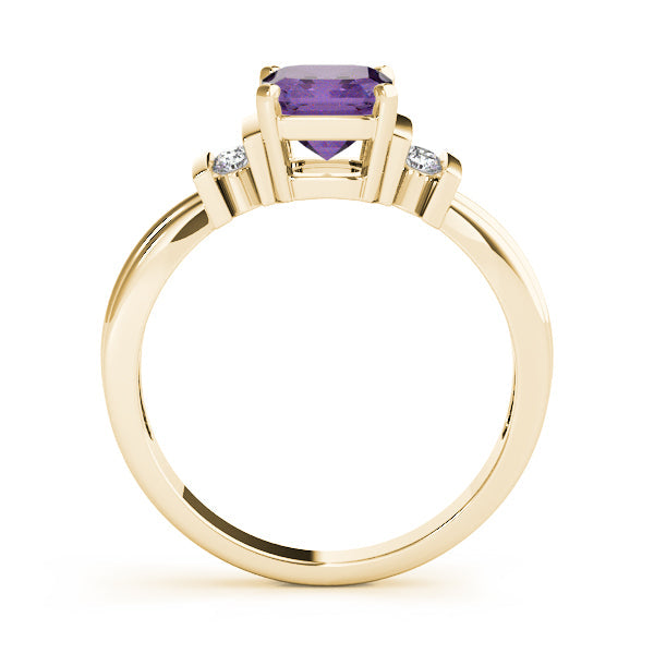 Crowned Color Rings Emerald Diamond Engagement Ring in 10K/14K gold and platinum with certified lab-grown or natural diamonds
