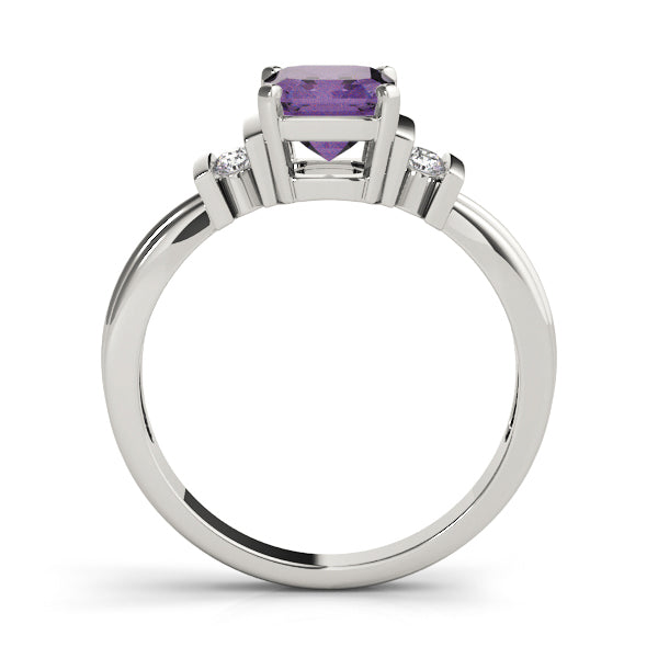 Crowned Color Rings Emerald Diamond Engagement Ring in 10K/14K gold and platinum with certified lab-grown or natural diamonds