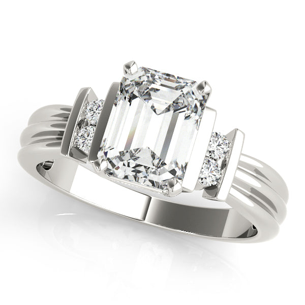 Crowned Color Rings Emerald Diamond Engagement Ring in 10K/14K gold and platinum with certified lab-grown or natural diamonds
