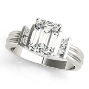 Crowned Color Rings Emerald Diamond Engagement Ring in 10K/14K gold and platinum with certified lab-grown or natural diamonds