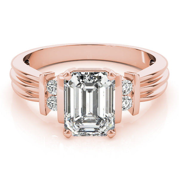 Crowned Color Rings Emerald Diamond Engagement Ring in 10K/14K gold and platinum with certified lab-grown or natural diamonds