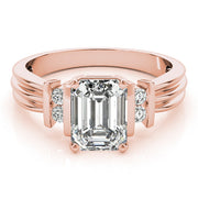 Crowned Color Rings Emerald Diamond Engagement Ring in 10K/14K gold and platinum with certified lab-grown or natural diamonds