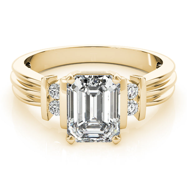 Crowned Color Rings Emerald Diamond Engagement Ring in 10K/14K gold and platinum with certified lab-grown or natural diamonds
