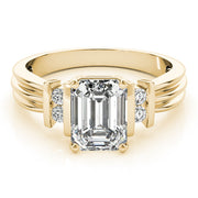 Crowned Color Rings Emerald Diamond Engagement Ring in 10K/14K gold and platinum with certified lab-grown or natural diamonds