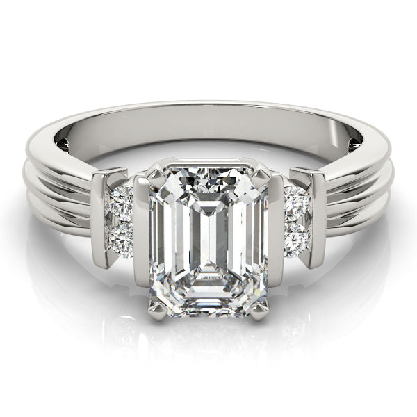 Crowned Color Rings Emerald Diamond Engagement Ring in 10K/14K gold and platinum with certified lab-grown or natural diamonds