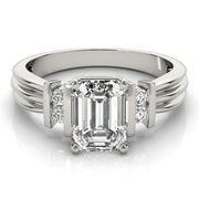 Crowned Color Rings Emerald Diamond Engagement Ring in 10K/14K gold and platinum with certified lab-grown or natural diamonds