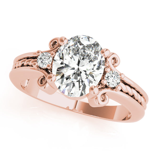 Graceful Color Rings Oval Diamond Engagement Ring in 10K/14K gold and platinum with certified lab-grown or natural diamonds