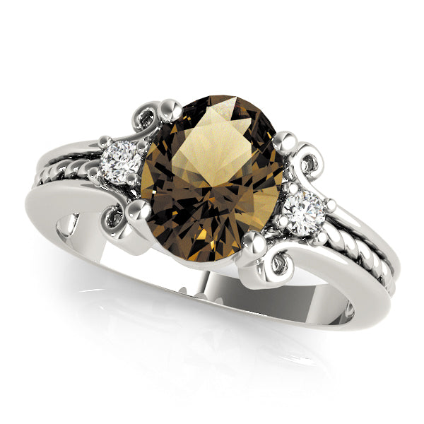 Graceful Color Rings Oval Diamond Engagement Ring in 10K/14K gold and platinum with certified lab-grown or natural diamonds