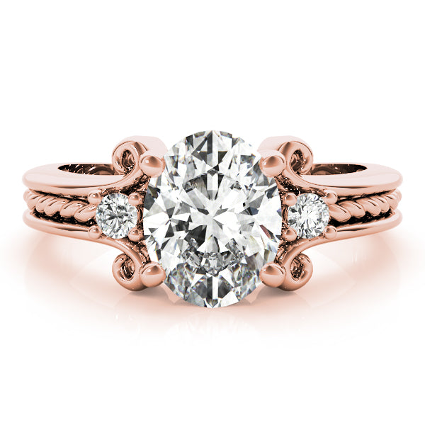 Graceful Color Rings Oval Diamond Engagement Ring in 10K/14K gold and platinum with certified lab-grown or natural diamonds