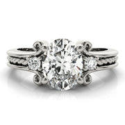 Graceful Color Rings Oval Diamond Engagement Ring in 10K/14K gold and platinum with certified lab-grown or natural diamonds