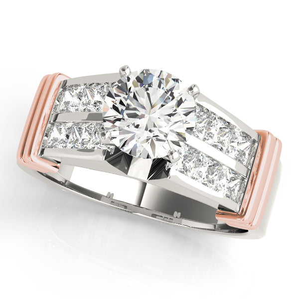 Regal Sidestone Princess Diamond Engagement Ring in 10K/14K gold and platinum with certified lab-grown or natural diamonds