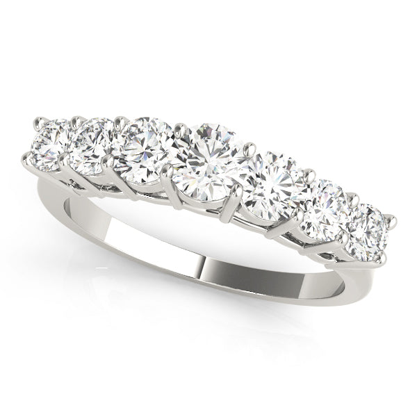 7-Stone Prong Set Half Eternity Ring in Gold & Platinum