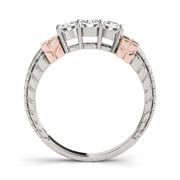 Prong Set Half Eternity Ring in Gold & Platinum