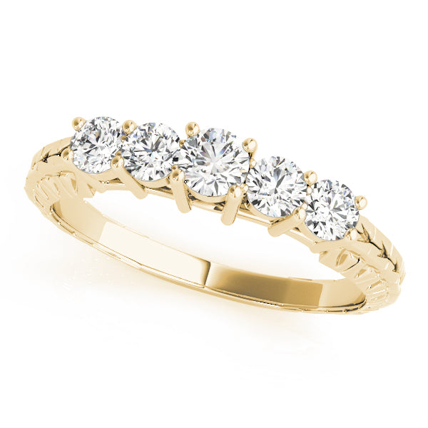 Prong Set Filigree Half Eternity Ring in 10K/14K gold and platinum with certified lab-grown or natural diamonds