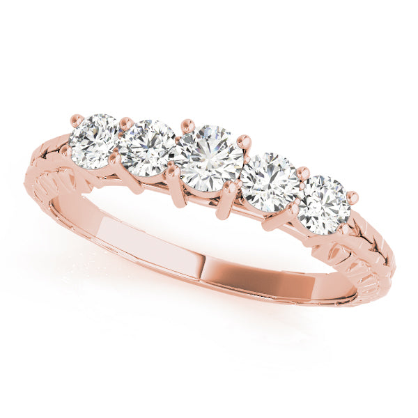 Prong Set Filigree Half Eternity Ring in Gold & Platinum