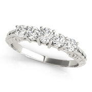 Prong Set Filigree Half Eternity Ring in Gold & Platinum