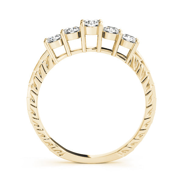 Prong Set Filigree Half Eternity Ring in Gold & Platinum