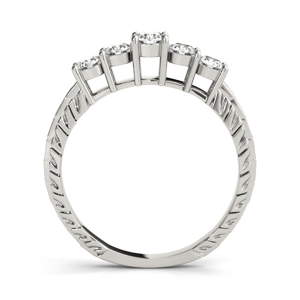 Prong Set Filigree Half Eternity Ring in Gold & Platinum