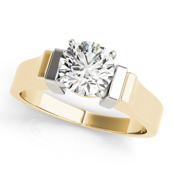 Noble Solitaires Round Diamond Engagement Ring in 10K/14K gold and platinum with certified lab-grown or natural diamonds