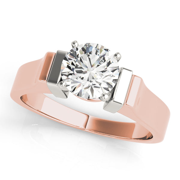 Noble Solitaires Round Diamond Engagement Ring in 10K/14K gold and platinum with certified lab-grown or natural diamonds
