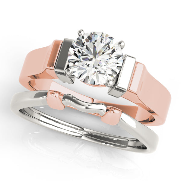 Noble Solitaires Round Diamond Engagement Ring in 10K/14K gold and platinum with certified lab-grown or natural diamonds
